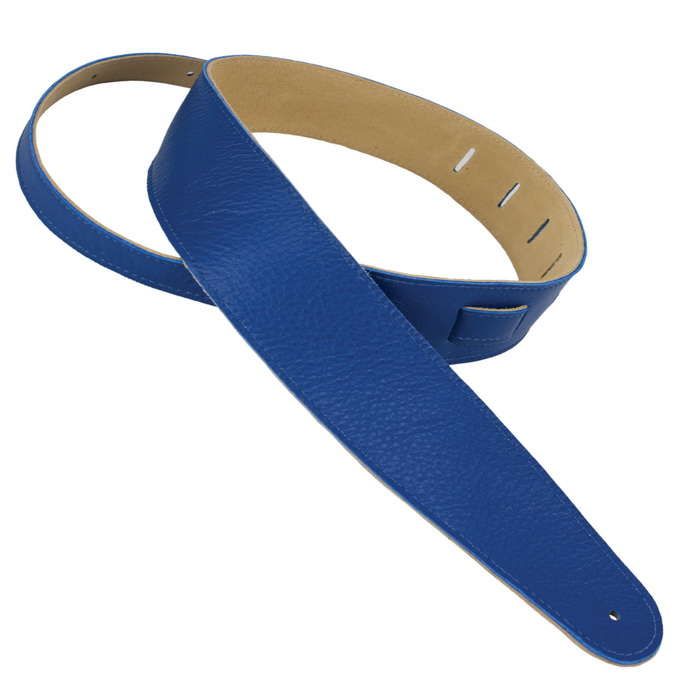 Henry Heller Leather Series, 2.5" Wide Leather Guitar Strap, Capri Bright Blue