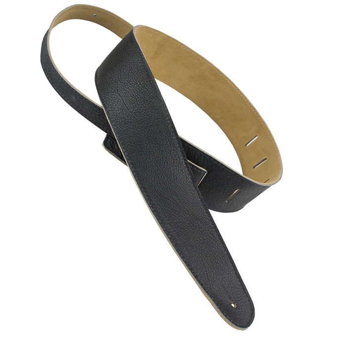 Henry Heller Leather Series, 2.5" Wide Leather Guitar Strap, Capri Black