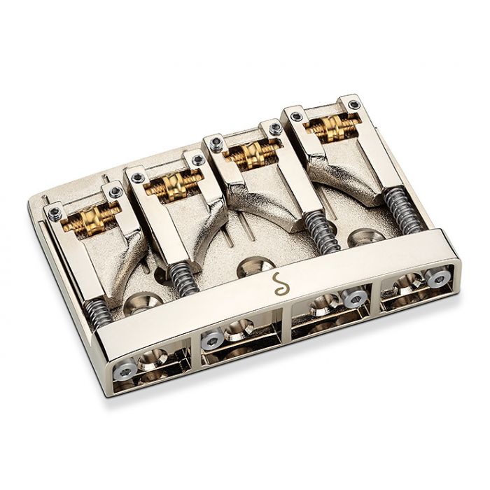 Schaller Germany 3D4 4-String Flatmount Roller Bass Bridge, NICKEL 12130100