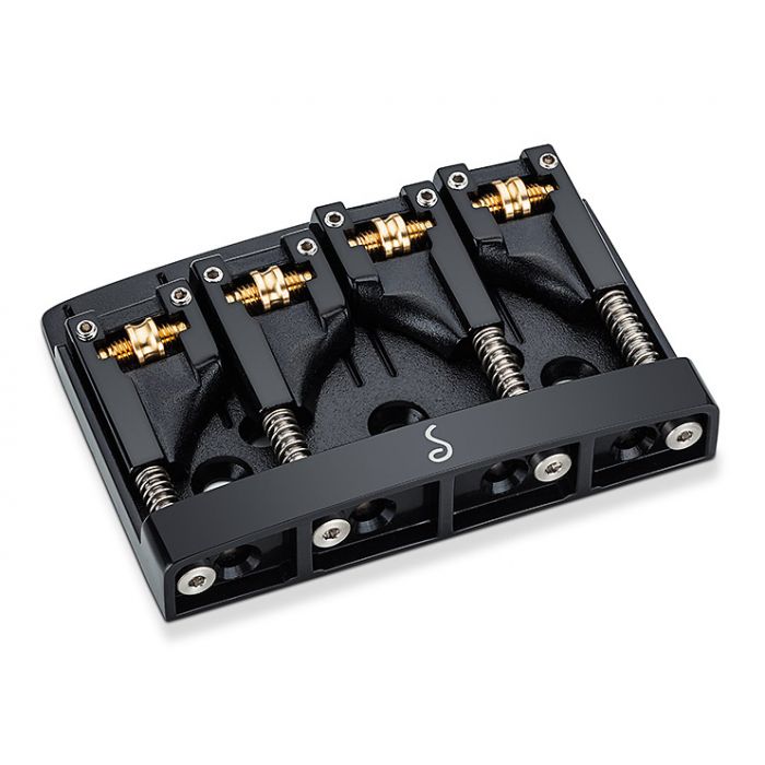 Schaller Germany 3D4 4-String Flatmount Roller Bass Bridge, BLACK 12130400