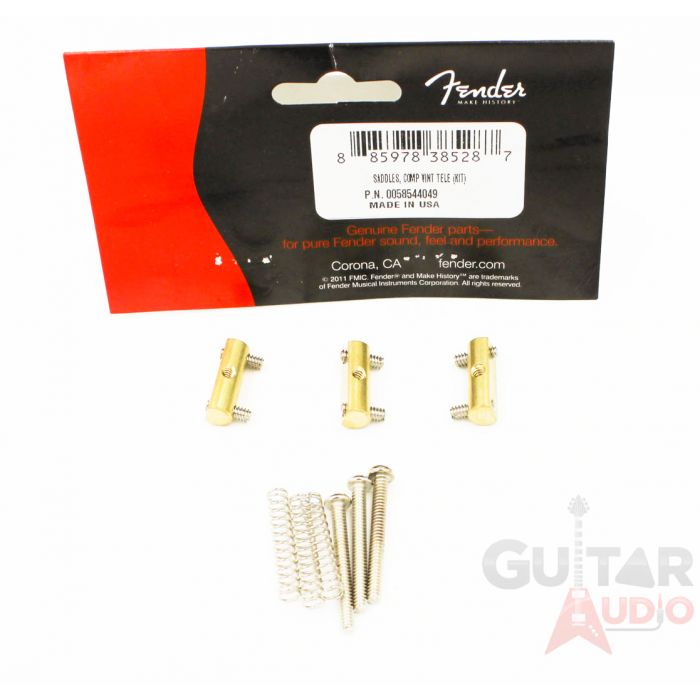 (Set of 3) Genuine Fender Compensated Brass Saddles Vintage Telecaster/Tele