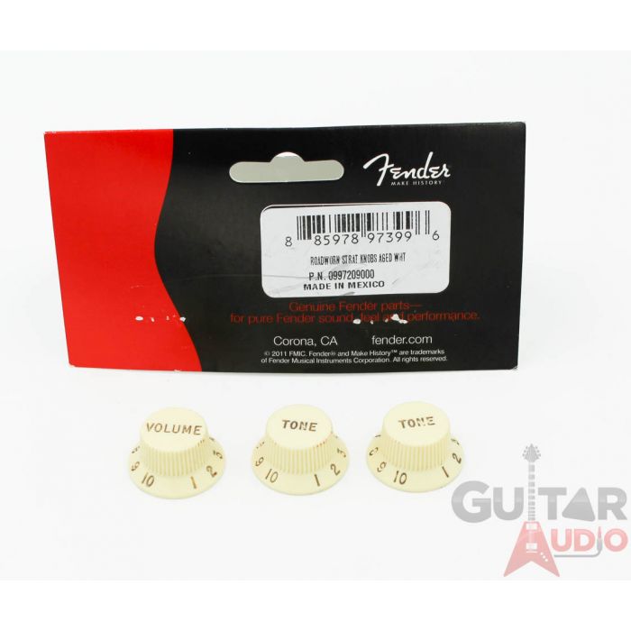 Genuine Fender ROAD WORN Strat/Stratocaster Knobs Aged White - 099-7209-000