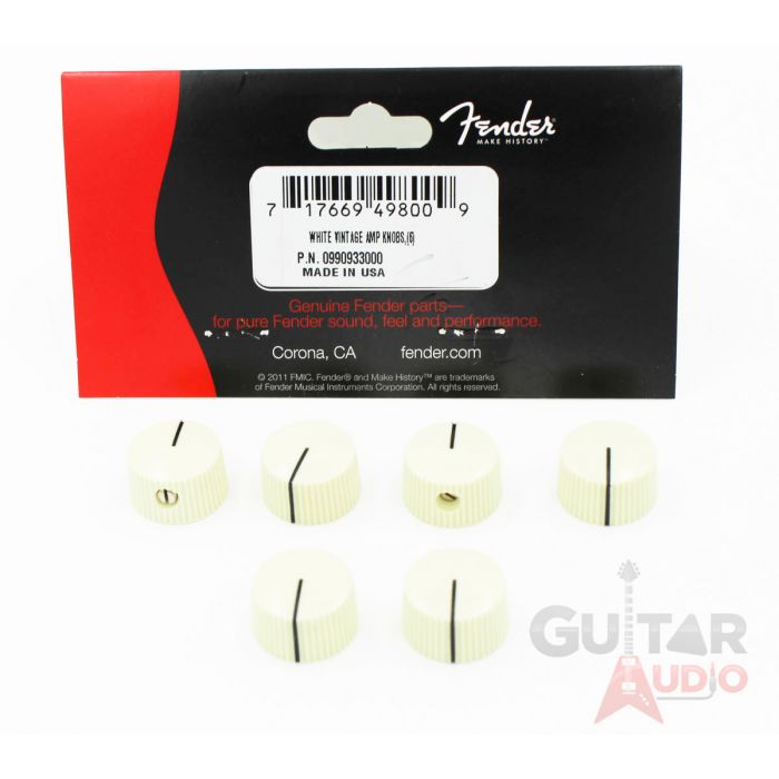 Genuine Fender "Radio" Amplifier/Amp Control Knobs - Vintage White - Set of 6