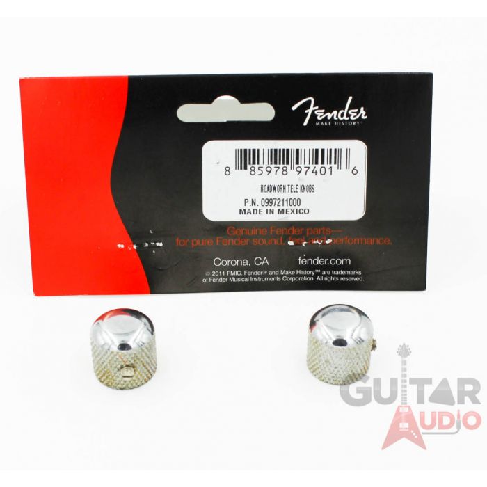 Genuine Fender Road Worn/Relic Aged Telecaster/Tele Chrome Metal Dome Knobs (2)