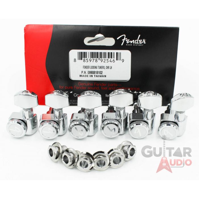 Genuine Fender LEFT-HANDED/LEFTY/REVERSE Locking Strat/Tele Tuners - CHROME