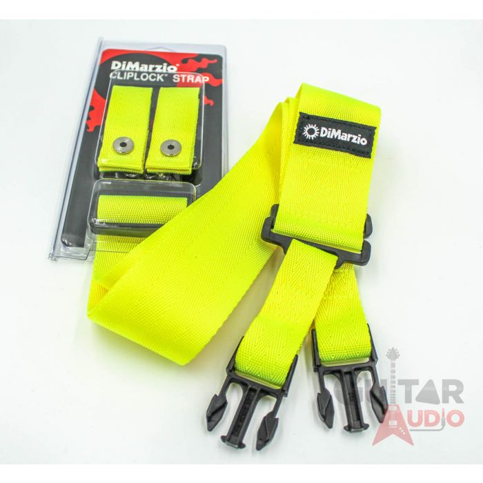 DiMarzio ClipLock Quick Release 2" Nylon Guitar Strap - NEON YELLOW, DD2200Y