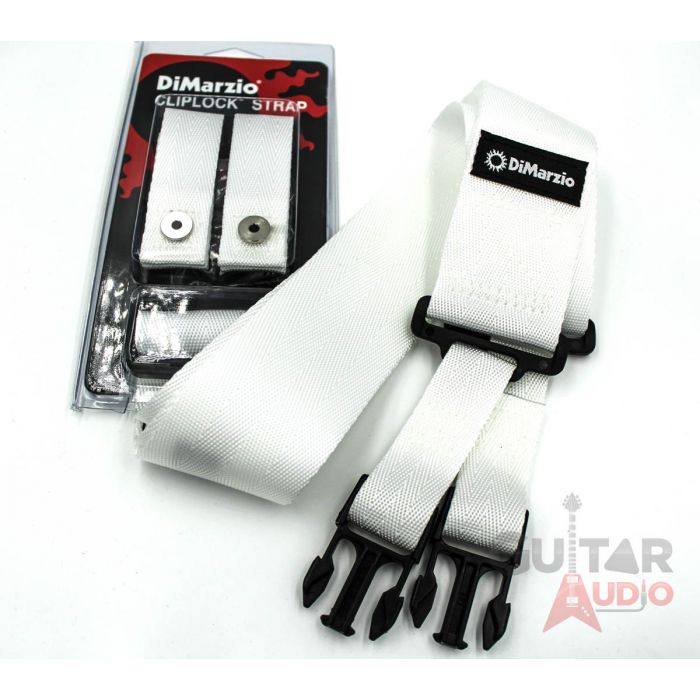 DiMarzio ClipLock Quick Release 2" Nylon Guitar Strap - WHITE, DD2200W