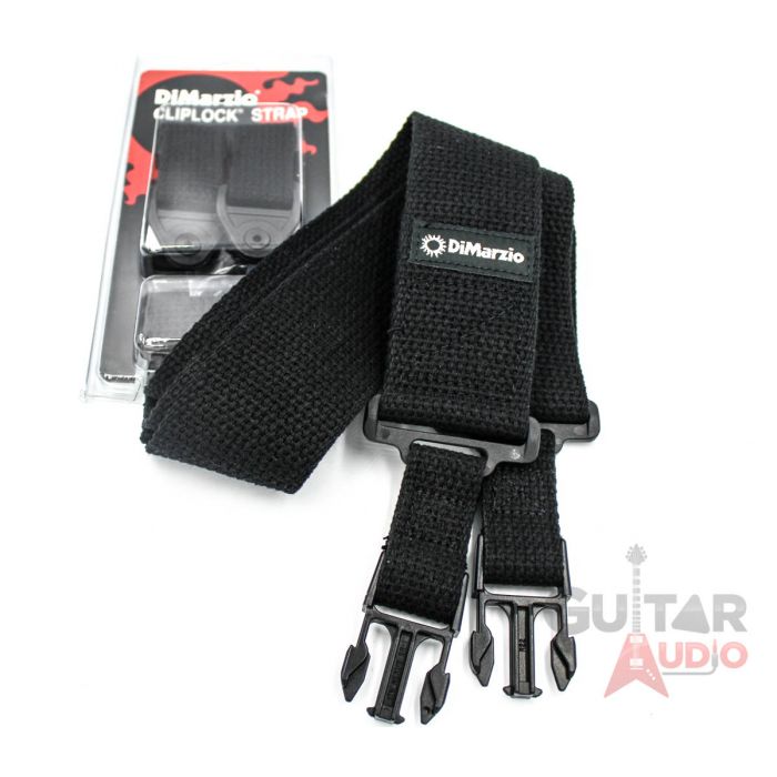 DiMarzio ClipLock Quick Release 2" Guitar Strap - BLACK COTTON, DD2200CBK