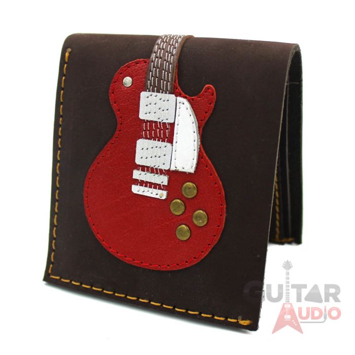 AXE HEAVEN Genuine Leather Red Single Cutaway Electric Guitar Wallet Gift