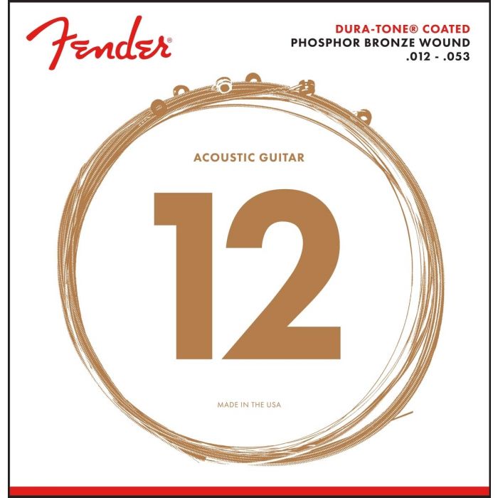 Fender 860L Phosphor Bronze Dura-Tone Acoustic Guitar Strings, LIGHT 12-53