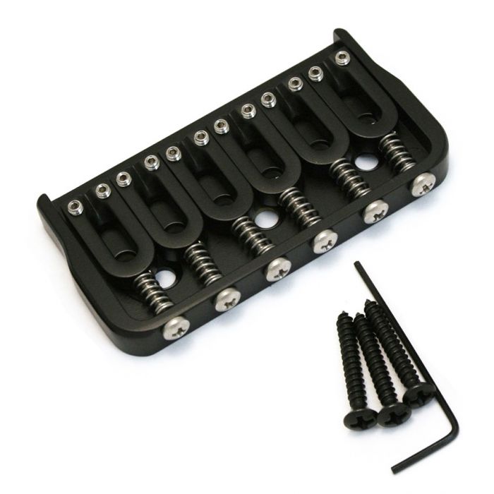 Hipshot 41060B 6-String Hardtail Fixed Electric Guitar Bridge .125" - BLACK