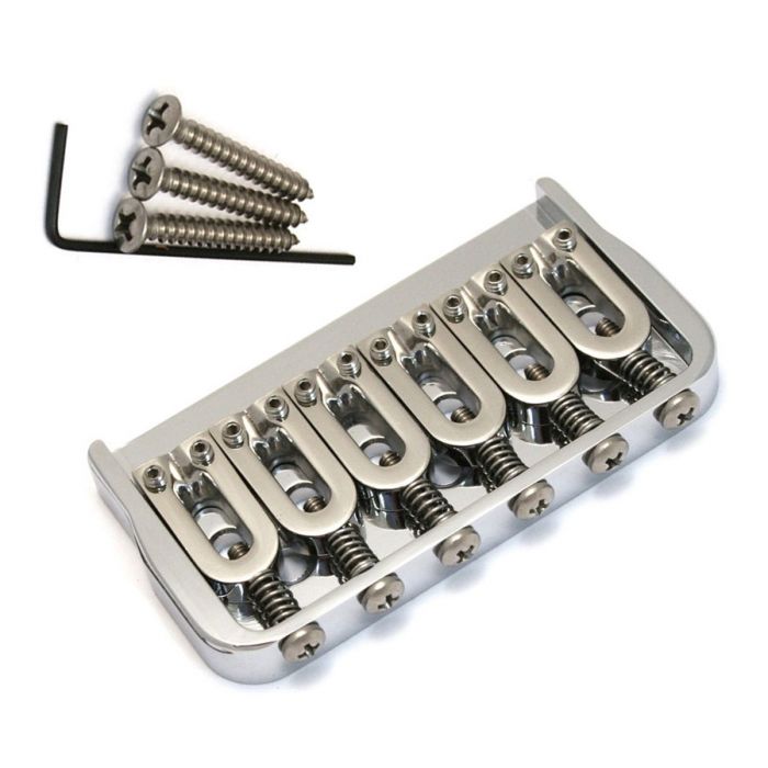 Hipshot 6-String Hardtail Fixed Electric Guitar Bridge .125" - CHROME