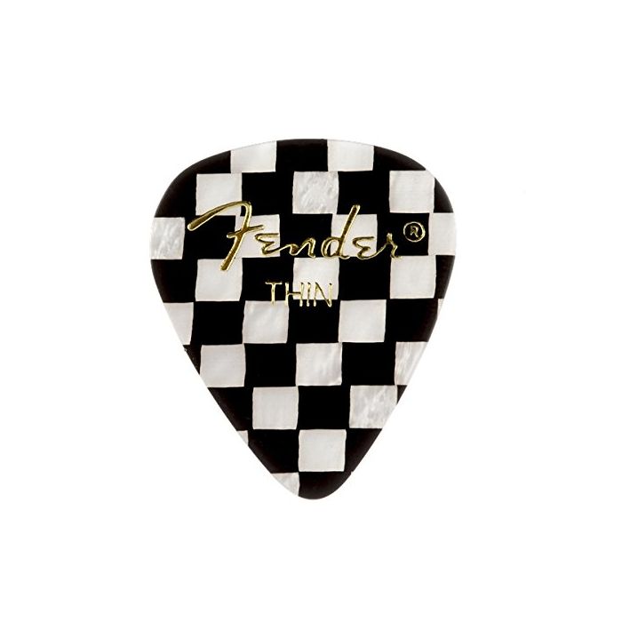 Fender 351 Premium Celluloid Guitar Picks - THIN, CHECKERED - 12-Pack (1 Dozen)