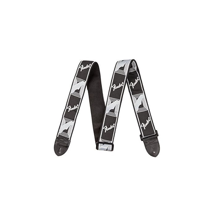 Genuine Fender 2" Monogrammed Adjustable Guitar Strap w/ Fender Logo, Black/Grey