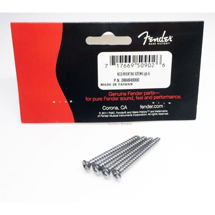 Genuine Fender Guitar CHROME Neck Mounting Screws - Package of 4