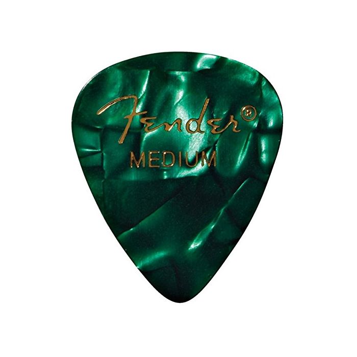 Fender 351 Premium Celluloid Guitar Picks - MEDIUM, GREEN MOTO 12-Pack (1 Dozen)