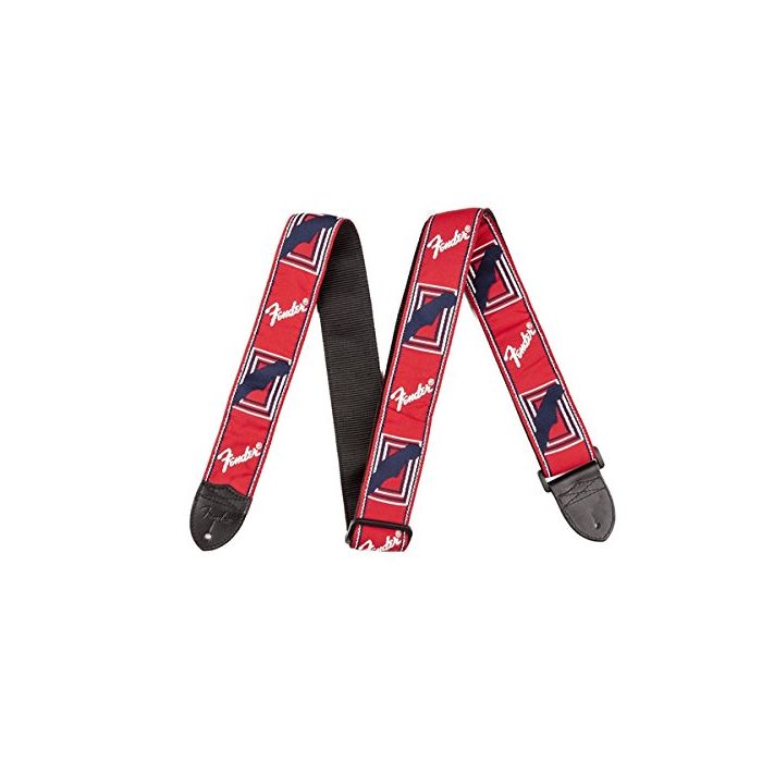 Genuine Fender 2" Monogrammed Adjustable Guitar Strap w/ Logo, Red/White/Blue