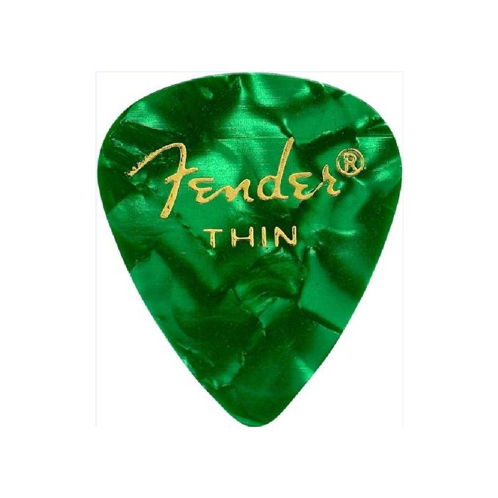 Fender 351 Premium Celluloid Guitar Picks - THIN GREEN MOTO - 12-Pack (1 Dozen)