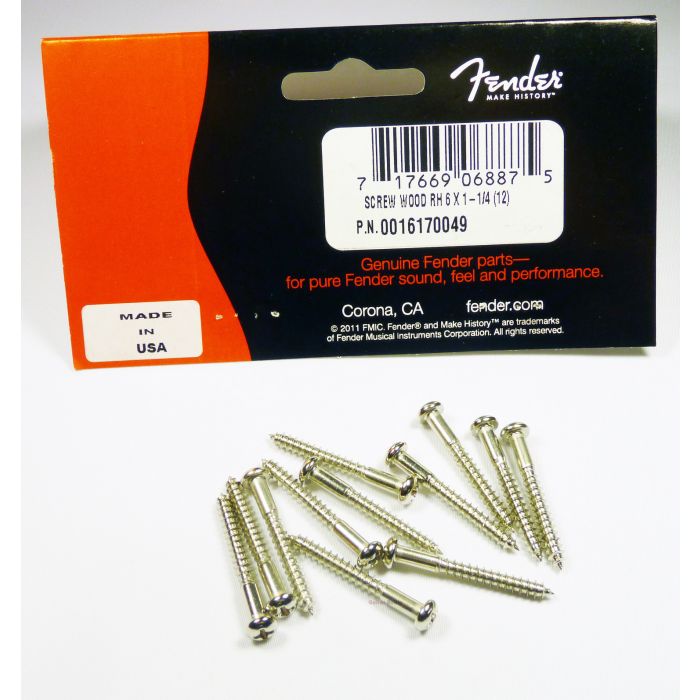 Genuine Fender (12) Nickel Bridge Mounting Screws for Vintage Strat/Stratocaster