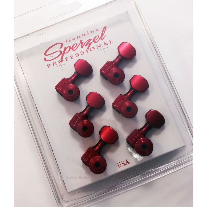 Sperzel 6-In-Line Trimlok Locking Guitar Tuners Staggered Tuning Pegs - RED