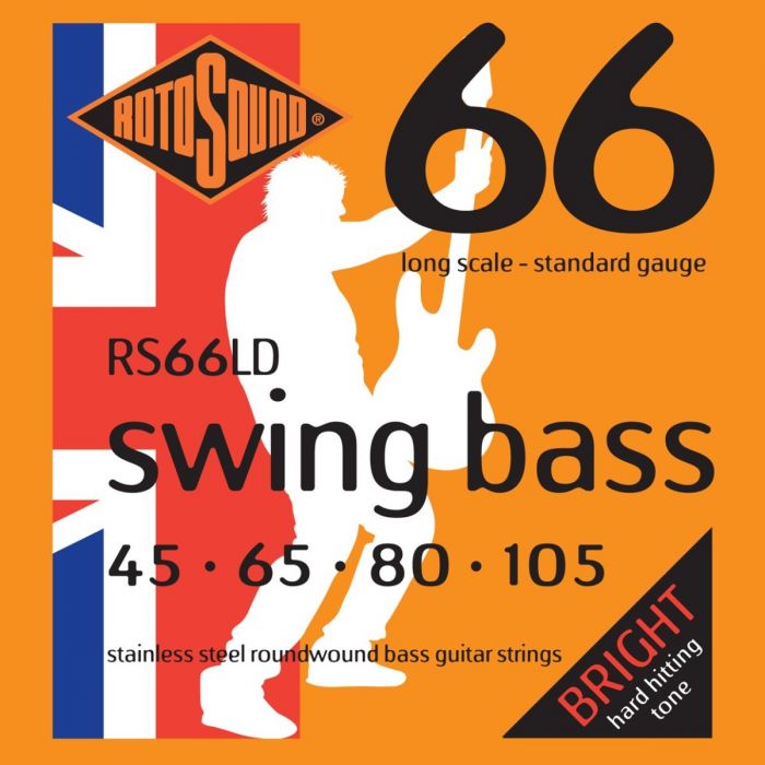 Rotosound RS66LD Linea Pressure Wound 4-String Bass Guitar Strings 45-105