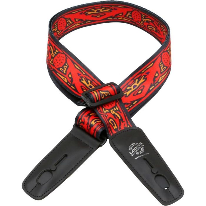 Lock-It Bob Masse Rock Art Leather End Guitar Strap - Red Thistles, LIS-037-BM7