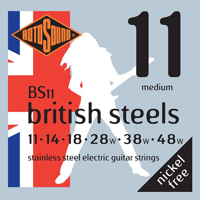 Rotosound BS11 British Steels 6-String Electric Guitar Strings, 11-48