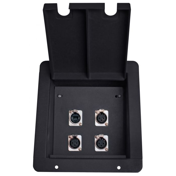 Elite Core FB4-NE8FD Recessed Stage Pocket Floor Box w/ 3 XLR, 1 EtherCon Cat5e