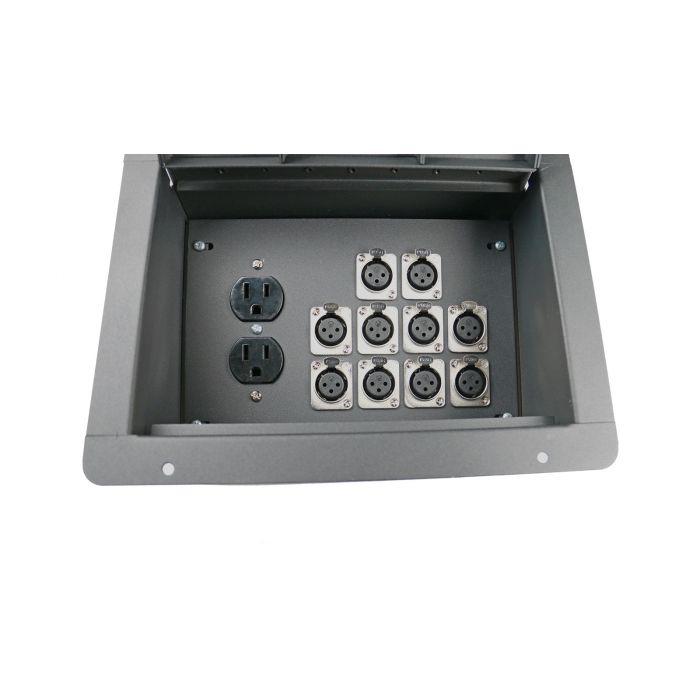 Elite Core FBL10+AC Recessed Stage Floor Box w/10 XLR-F + Duplex AC Power Outlet