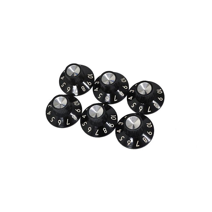 Genuine Fender Amplifier Parts - Amp Knobs, Skirted "1-10", Set of 6, Black