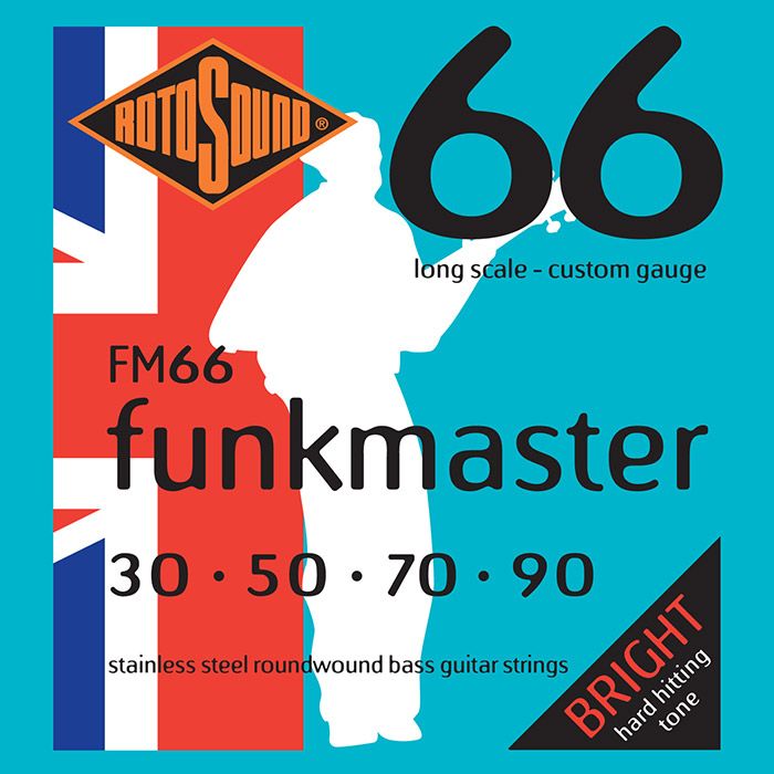 Rotosound FM66 Long-Scale 4-String Funkmaster Bass Strings Set, 30-90