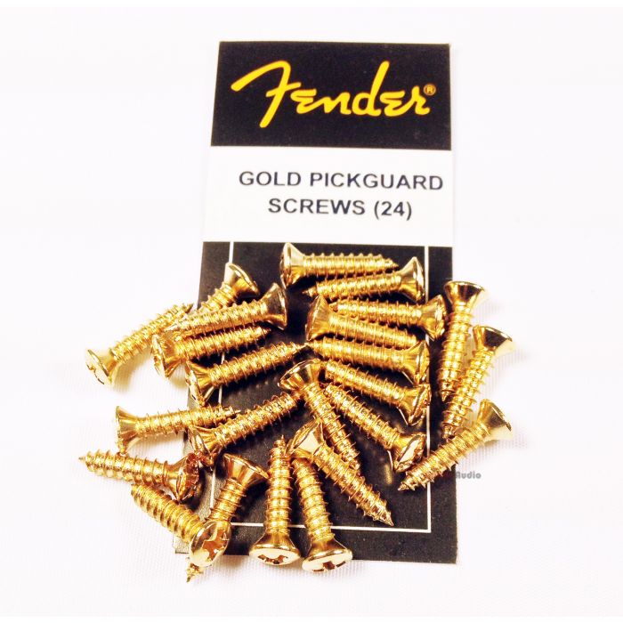 Genuine Fender Guitar GOLD Pickguard Mounting Screws - Package of 24