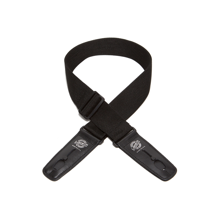 Lock-It Professional Poly Guitar Strap with Locking Leather Ends, Black