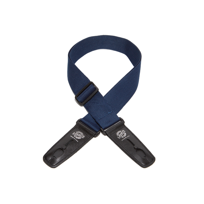 Lock-It Professional Poly Guitar Strap with Locking Leather Ends, Navy Blue