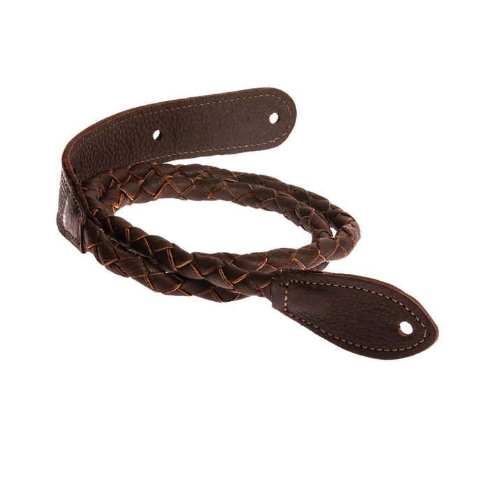 Henry Heller Capri Garment Leather Bolo Braided Mandolin Strap, Brown