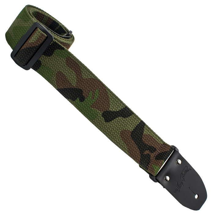 Henry Heller Woven Cotton, 2" Wide Guitar Strap, Green Camo/Camoflauge