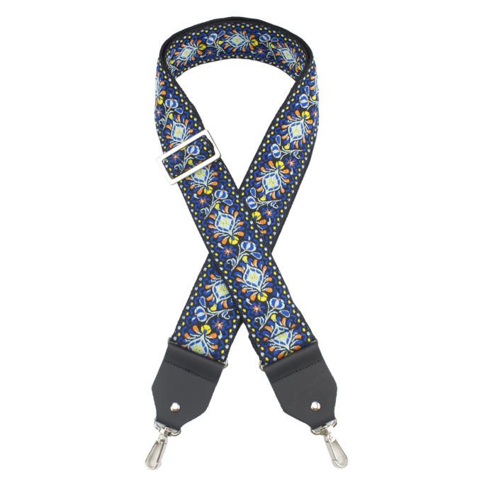 Henry Heller Deluxe Jacquard Banjo Strap, 2" Wide, Blue Multi-Color