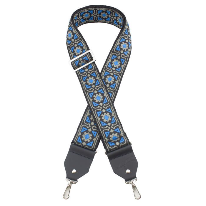 Henry Heller Deluxe Jacquard Banjo Strap, 2" Wide, Blue/Gray