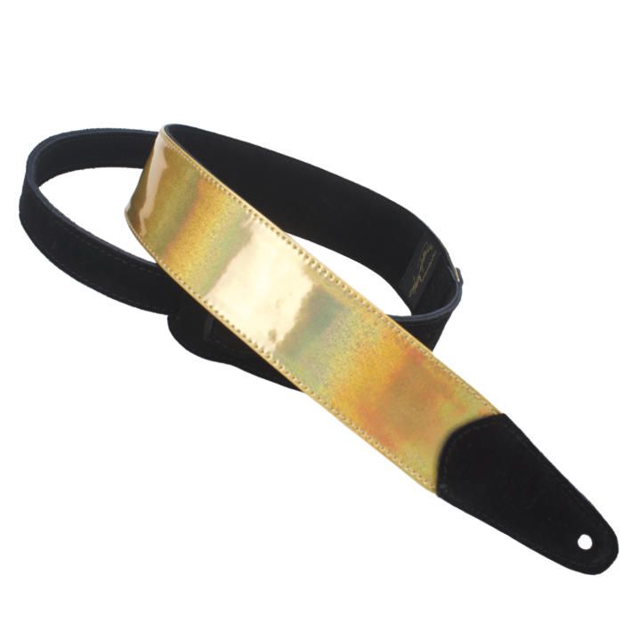 Henry Heller Glam Vinyl Series, 2" Wide Guitar Strap, Gold Sparkle