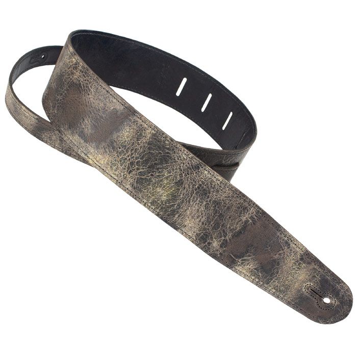 Henry Heller Weathered Leather Series, 2.5" Wide Guitar Strap, Distressed Black