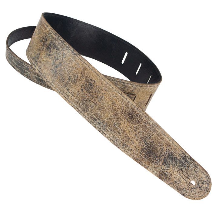 Henry Heller Weathered Leather Series, 2.5" Wide Guitar Strap, Distressed Brown