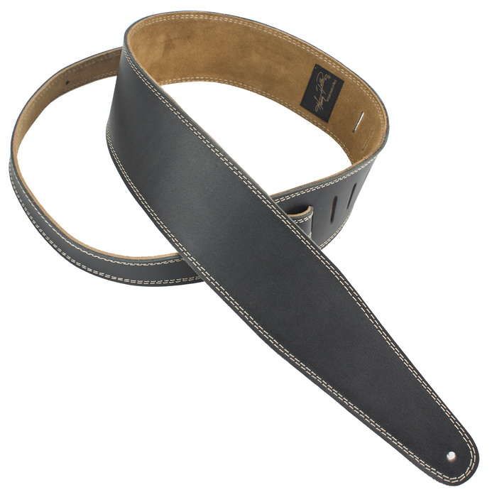 Henry Heller Double-Stitched Leather, 2.5" Wide Guitar Strap, Peruvian Black