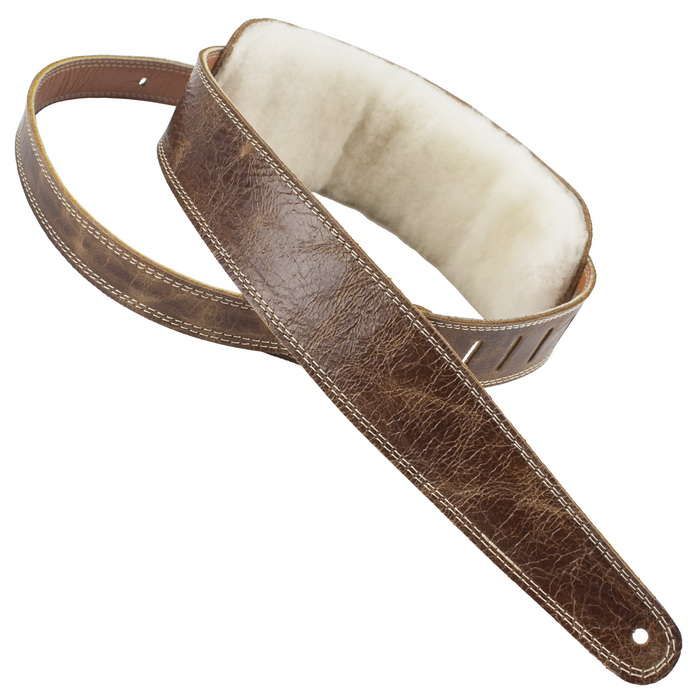 Henry Heller Wool-Lined Padded Leather Series Guitar Strap, Brown