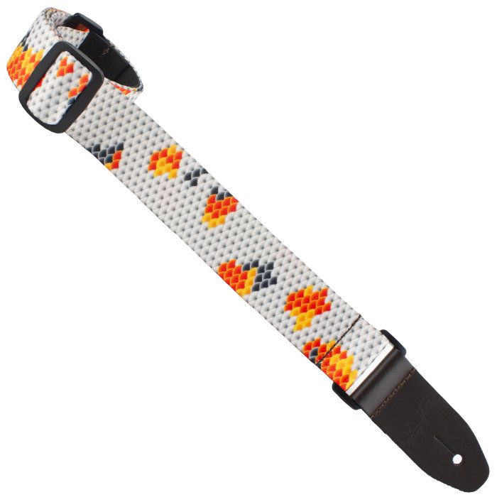 Henry Heller Kaleidoscope Series, 1.5" Wide Uke/Ukulele Strap, White/Orange