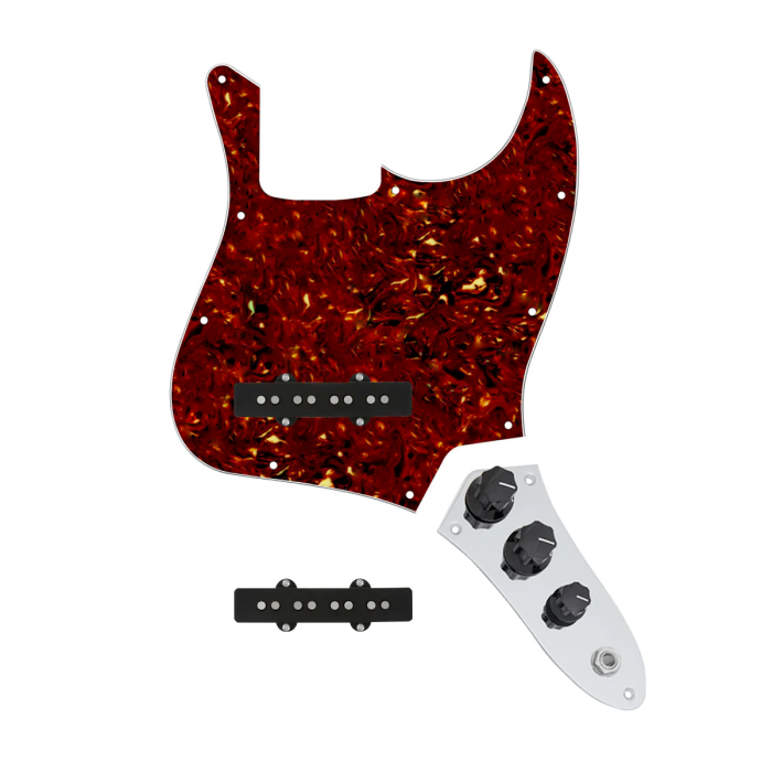 920D Custom Jazz Bass Loaded Pickguard With Drive (Hot) Pickups, Tortoise Pickguard, and JB-C Control Plate