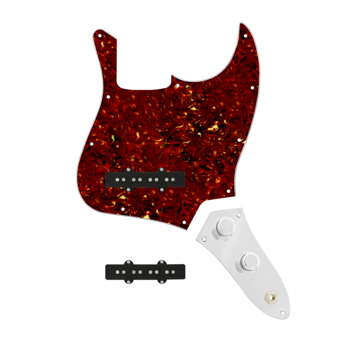 920D Custom Jazz Bass Loaded Pickguard With Groove (Modern) Pickups, Tortoise Pickguard, and JB-CON-C Wiring Harness