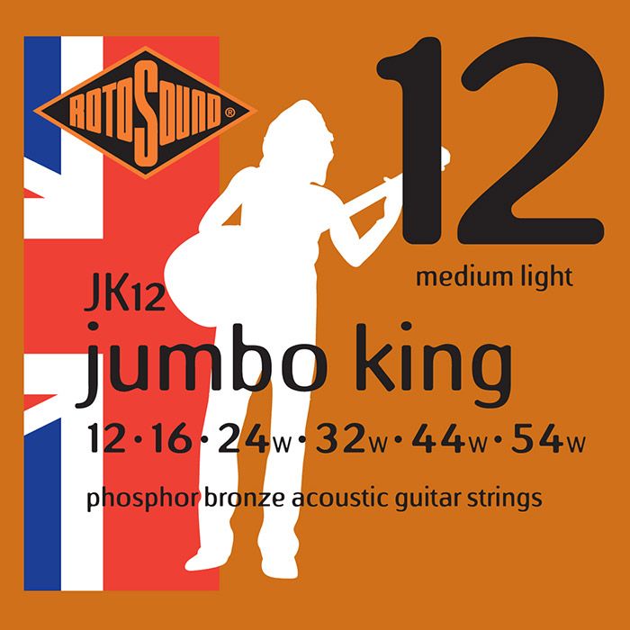 Rotosound JK12 Jumbo King 6-String Acoustic Guitar Strings, 12-54