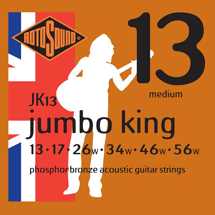 Rotosound JK13 Jumbo King 6-String Acoustic Guitar Strings, 13-56