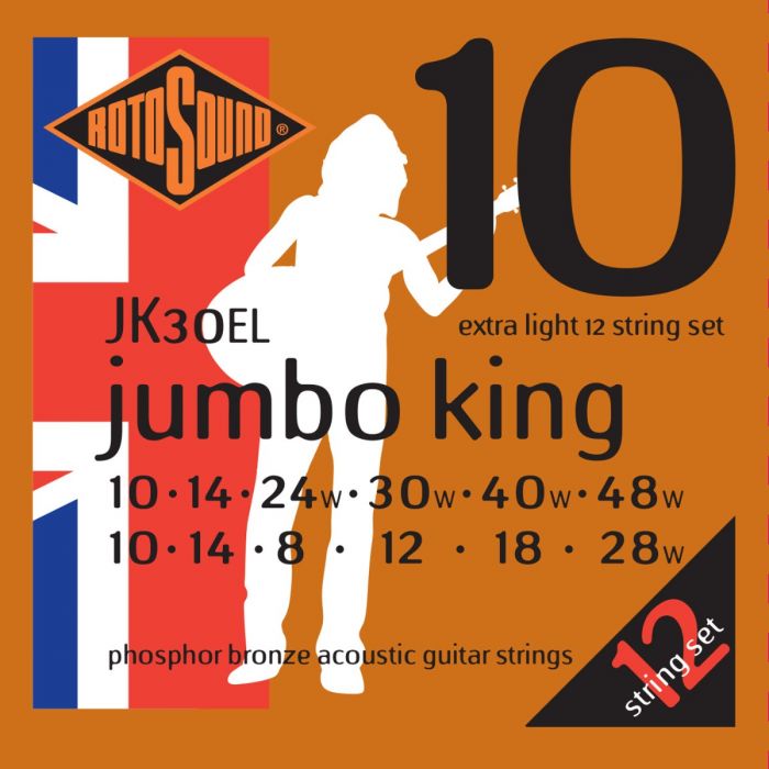 Rotosound JK30EL Jumbo King 12-String Acoustic Guitar Strings, 10-50