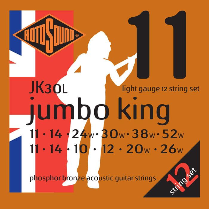 Rotosound JK30L Jumbo King 12-String Acoustic Guitar Strings, 11-52